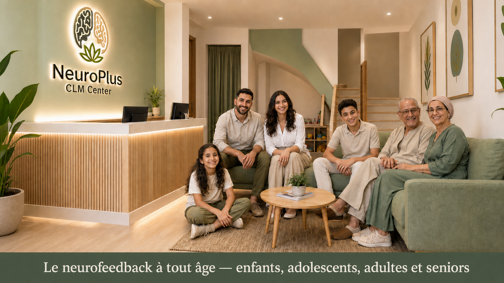 Une famille multigénérationnelle réunissant enfants, adolescents, adultes et seniors chez NeuroPlus